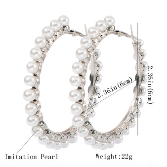 Pearl Hoop Earrings Women Statement Big Earrings Luxury Party Jewelry