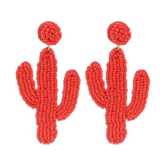 Cactus Beaded Drop Earrings Women Bohemia Statement Handmade Jewelry