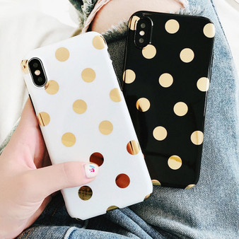 Dot Phone Case For iPhone Gold Plating Wave Point Phone Back Cover