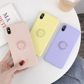 Cute Phone Cases Candy Color iPhone Cover & Finger Ring Silicone Cases