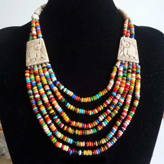 Tibetan Yak Beaded Boho Necklace Rainbow Ethnic Women Jewelry