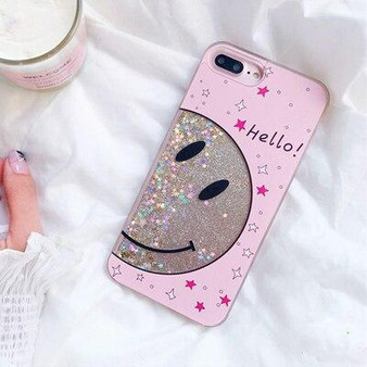 Cute Pink Liquid Quicksand Transparent Glitter Case  iPhone