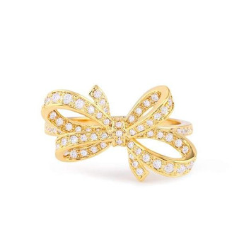 Fashion Cubic Zirconia Bow Ring 925 Sterling Silver Jewelry Gift