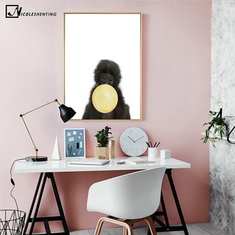 Kawaii Animal Cat Lion Minimalist Poster Prints Wall Art Canvas Painting Nursery Wall Picture Kids Room Decor Nordic Decoration