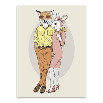 Modern Fashion Animals Deer Giraffe Love Couple Art Print Poster Wall Picture Canvas Painting No Frame Nordic Wedding Decoration