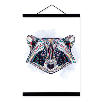 Modern Ancient African National Totem Animals Raccoon Head A4 Framed Canvas Painting Wall Art Prints Picture Poster Home Decor