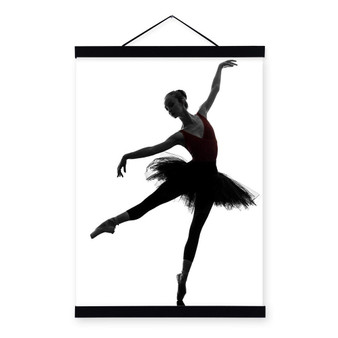 Modern Black White Ballet Dancer Poster Print Nordic Style Home Decor Scroll Wall Art Picture Girl Wooden Framed Canvas Painting