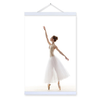 Modern White Swan Ballet Elegant Dance Girl Wooden Framed Posters Living Room Wall Art Picture Home Decor Canvas Painting Scroll