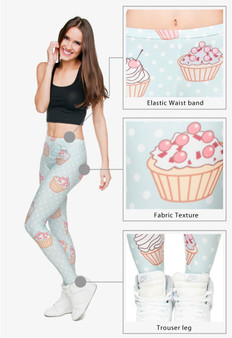 High Elastic Women Leggings Muffin Dots 3D Printing Fitness Legging Slim High Waist Legins Casual