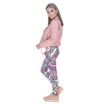 Women Legins Mandala Turquoise And Pink Printing Legging Fashion High Waist Woman Leggings