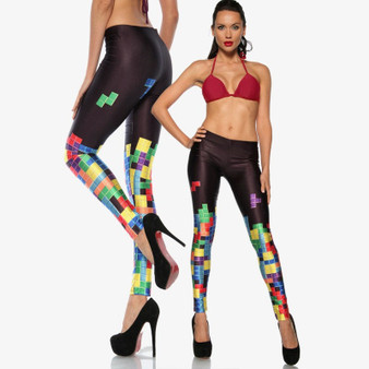 Tetris 3D Graphic Full Printing Punk Women Fitness Legging Stretchy Trousers Casual  Leggings