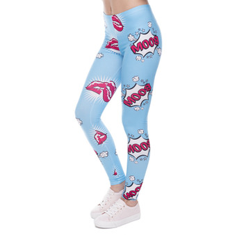 Boom Lips Leggings Women Leggins Skinny Fitness High Waist Slim Pants