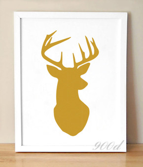 Gold Deer Head Canvas Art Print Painting Poster,  Wall Pictures for Home Decoration, Home Decor YE56
