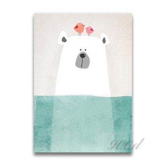 Cartoon Cute Polar Bear Canvas Art Print Painting Poster,  Wall Picture for Home Decoration,  Wall Decor FA400-3