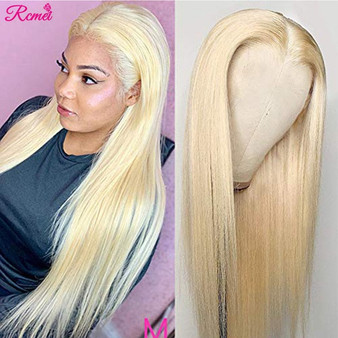 Middle Part Glueless 613 Honey Blonde Lace Front Wig Brazilian Straight Lace Front Human Hair Wig Pre Plucked 13*1 Lace Remy 150