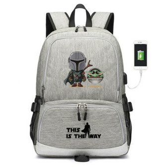 Yoda Baby The Mandalorian USB charging travel Laptop backpack