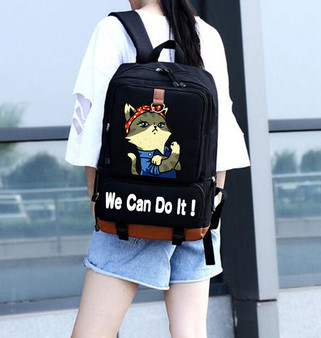 Fashion we can do it cat cute Women Men Leisure backpack