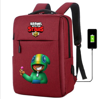 Brawl Stars Leon printing usb charging canvas Laptop Backpack