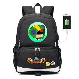 Brawl Stars Leon usb charging canvas Laptop Backpack