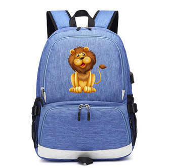 Children's The Lion King Simba usb charging canvas Laptop Backpack
