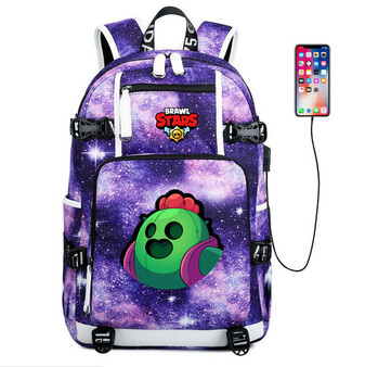 Children's Brawl Stars usb charging canvas Laptop Backpack