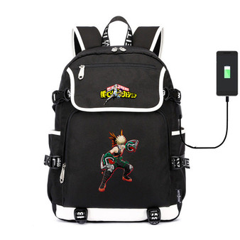 My Hero Academia Boku no Hiro usb charging canvas Laptop Backpack