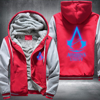 Assassin's Creed Unity Printing Pattern Thicken Fleece Zipper Red Grey Hoodies Jacket