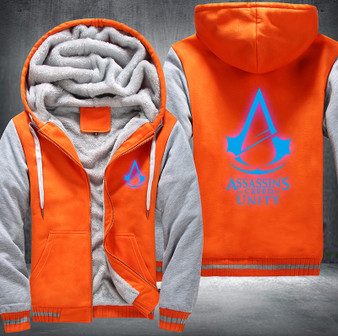 Assassin's Creed Unity Printing Pattern Thicken Fleece Zipper Orange Grey Hoodies Jacket