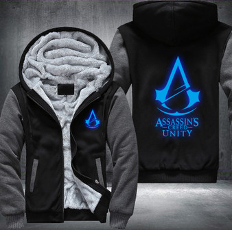 Assassin's Creed Unity Printing Pattern Thicken Fleece Zipper Grey Hoodies Jacket