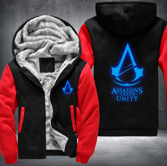 Assassin's Creed Unity Printing Pattern Thicken Fleece Zipper Black Red Hoodies Jacket