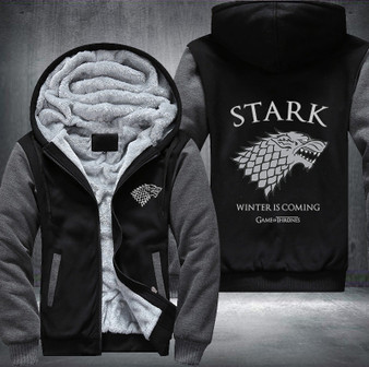STARK Winter is coming game of thrones Printing Pattern Thicken Fleece Zipper Grey Hoodies Jacket