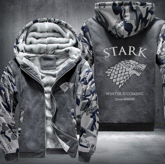 STARK Winter is coming game of thrones Printing Pattern Thicken Fleece Zipper Grey Camo Hoodies Jacket