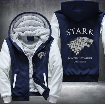 STARK Winter is coming game of thrones Printing Pattern Thicken Fleece Zipper Blue Hoodies Jacket