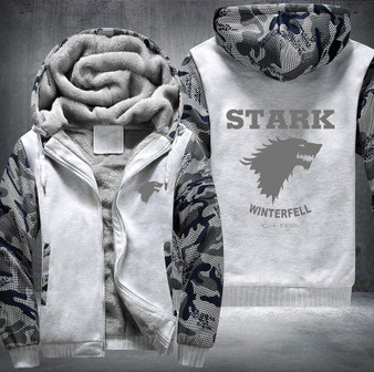 STARK winterfell game of thrones Printing Pattern Thicken Fleece Zipper White Camo Hoodies Jacket