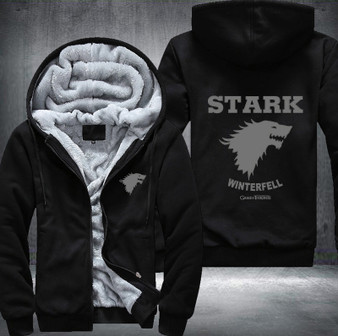 STARK winterfell game of thrones Printing Pattern Thicken Fleece Zipper Black Hoodies Jacket