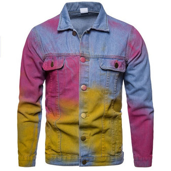 Fashion Contrast Color Autumn Punk Style Streetwear Jeans Jacket