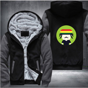 Reggae Printing Pattern Thicken Fleece Zipper Grey Hoodies Jacket
