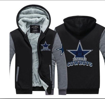 Dallas Cowboys Printing Pattern Thicken Fleece Zipper Blue Hoodies Jacket