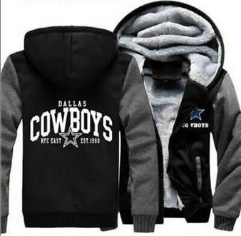 Dallas Cowboys Printing Pattern Thicken Fleece Zipper Grey Hoodies Jacket