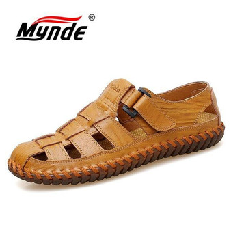 Cow Leather Sandals Outdoor  Summer Handmade Men Shoes Men Breathable Casual Shoes Footwear Walking Sandals