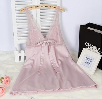 Ladies Sexy Silk Satin Nightgown Sleeveless Nightdress Plus Size Sleep Dress Lace Nighties V-neck Sleepwear Nightwear For Women