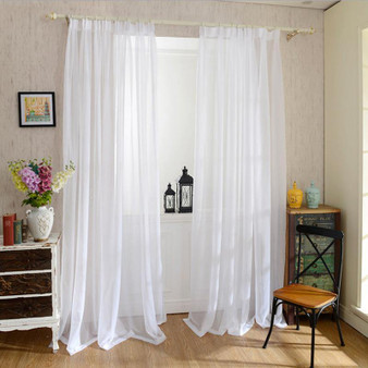 Yarn curtain Solid White Window tulle Translucidus Curtains Modern Window treatments Decorative Voile curtain Single panel