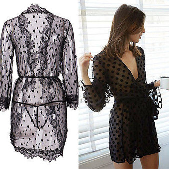 Women Sexy Summer Casual Lace Beach Mini Dress V Neck Long Sleeve Chiffon Beach Cover Up SwimWear Fashion Bathing Suit Tops