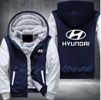 Hyundai Printing Pattern Thicken Fleece Zipper Hoodies Jacket