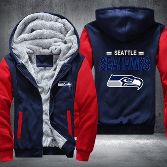 Seattle Seahawks Printing Pattern Thicken Fleece Zipper Red Hoodies Jacket