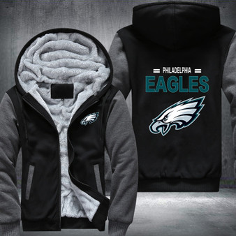 Philadelphia Eagles Printing Pattern Thicken Fleece Zipper Grey Hoodies Jacket