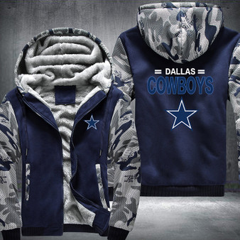Dallas Cowboys team Printing Pattern Thicken Fleece Zipper Blue Camo Hoodies Jacket