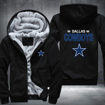 Dallas Cowboys team Printing Pattern Thicken Fleece Zipper Black Hoodies Jacket