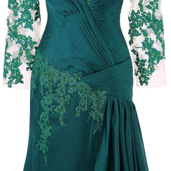 Green 2020 Mother Of The Bride Dresses Mermaid Long Sleeves Chiffon Beaded Lace Mother Dresses For Weddings