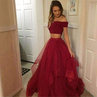 Boat Neck Short Sleeve A Line Tulle Simple Long Evening Gowns Cheap Party Dress Women